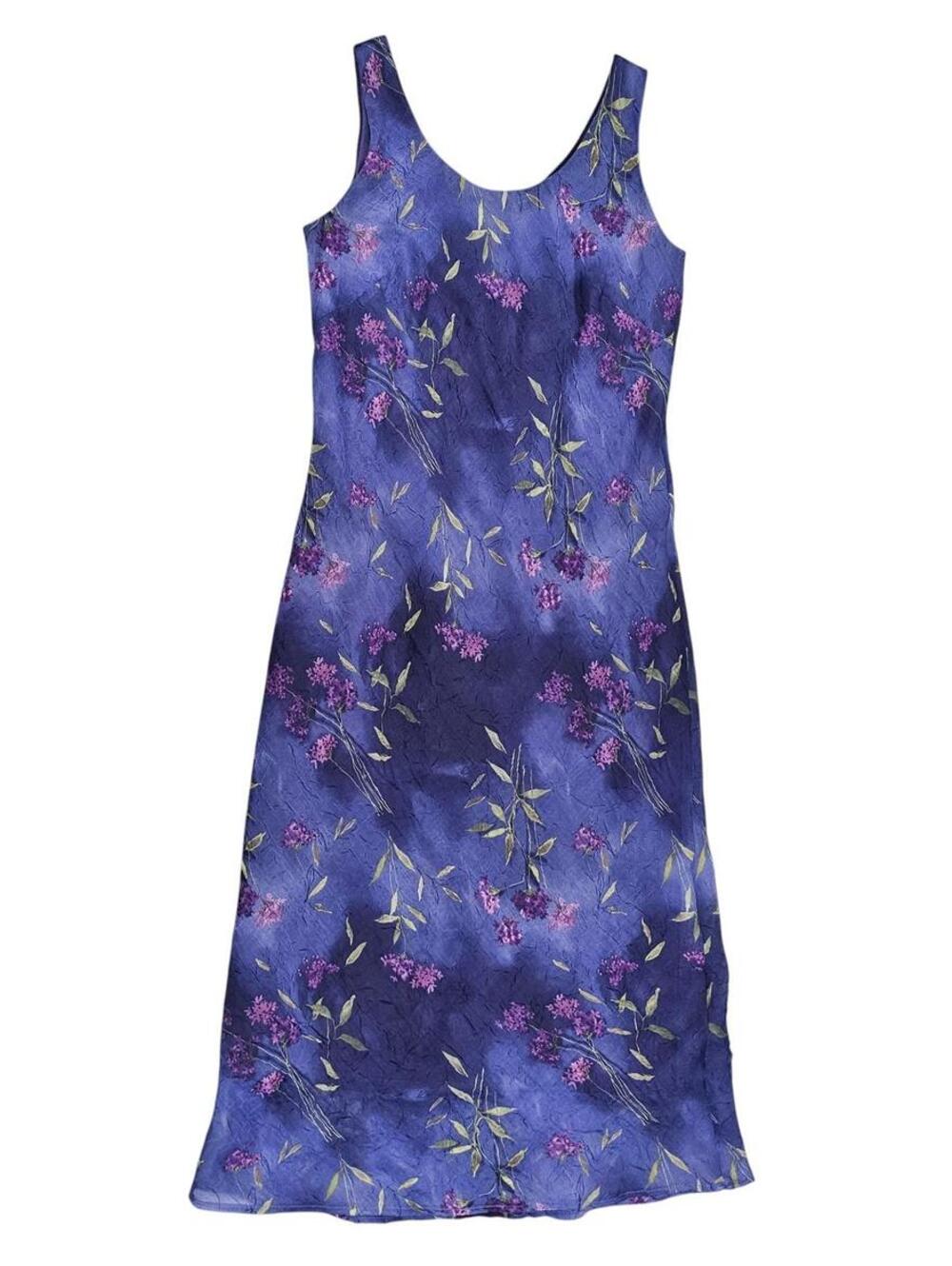 K Petite Purple Floral Sleeveless Midi Dress VTG 6P Vacation Ready - Picture 4 of 9